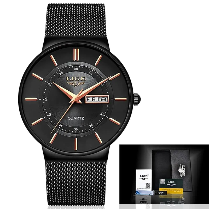 Men's Quartz Dial Mesh Cuff Watch