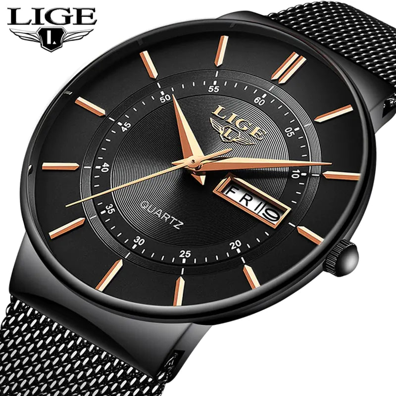 Men's Quartz Dial Mesh Cuff Watch