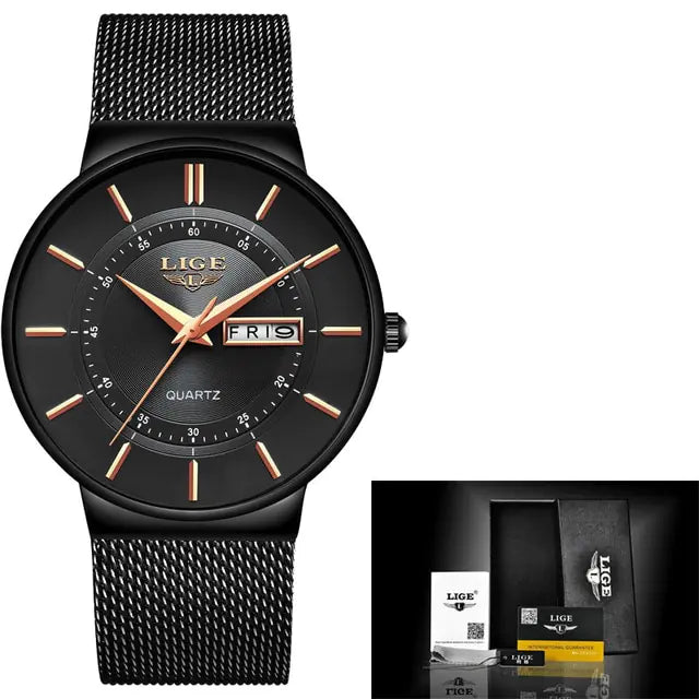 Men's Quartz Dial Mesh Cuff Watch