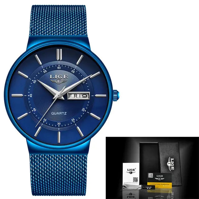 Men's Quartz Dial Mesh Cuff Watch
