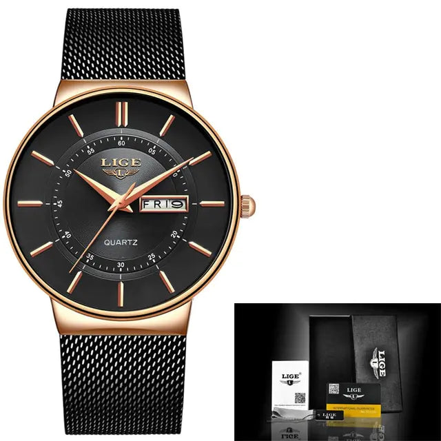 Men's Quartz Dial Mesh Cuff Watch