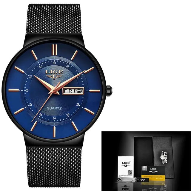Men's Quartz Dial Mesh Cuff Watch