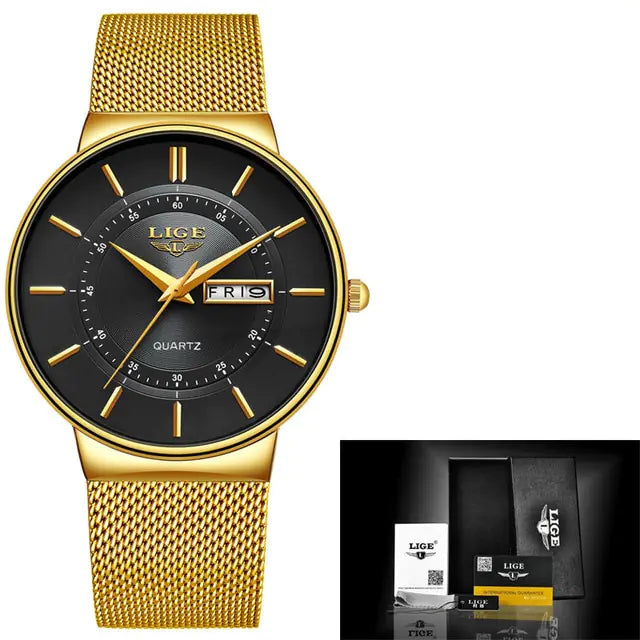 Men's Quartz Dial Mesh Cuff Watch