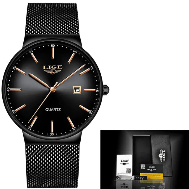 Men's Quartz Dial Mesh Cuff Watch