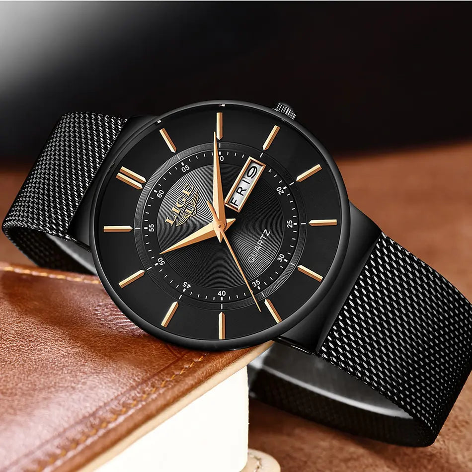Men's Quartz Dial Mesh Cuff Watch