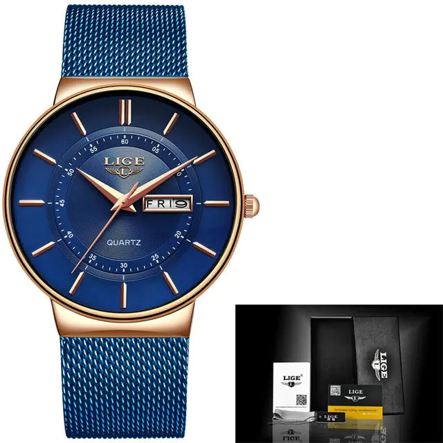 Men's Quartz Dial Mesh Cuff Watch