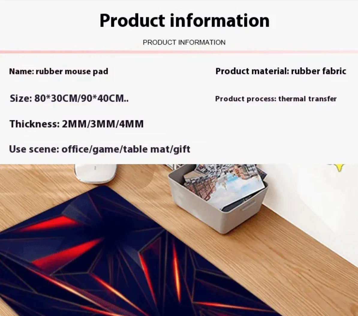 Extended Gaming Mouse Pad with Line Design