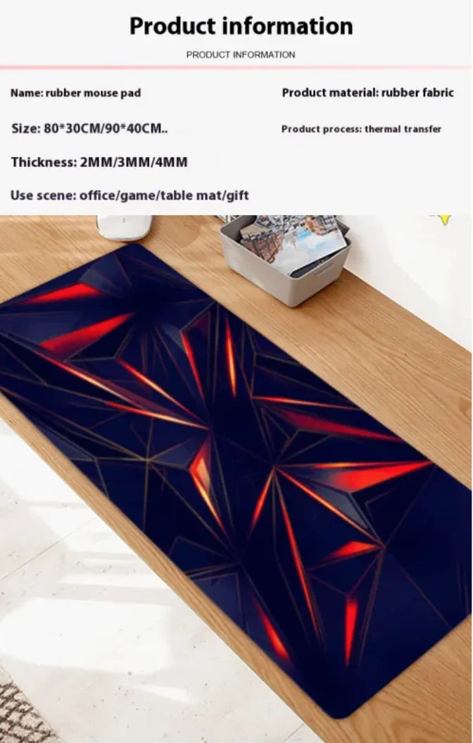 Extended Gaming Mouse Pad with Line Design